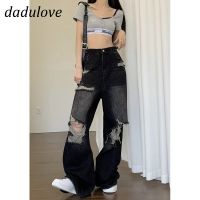 COD DaDulove New American Style Ins Ripped Jeans WOMENS High Waist Niche Loose Wide Leg Pants Large Size Trousers