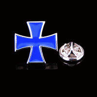 คุณภาพสูง Enamel Craft Hand สี Blue Cross เข็มกลัดผู้ชายและผู้หญิงเสื้อผ้า Lapel Pin กระเป๋าเป้สะพายหลัง Badge