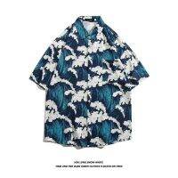 ✎❀  Hawaiian shirts men Thailand port baroque new wind handsome shirt with short sleeves beach seaside on ice silk coat