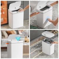 WDClever ถังขยะเซ็นเซอร์ตรวจจับการเคลื่อนไหวอัตโนมัติพร้อมฝาปิด18L บางขนาดสำหรับโต๊ะหัวเตียง