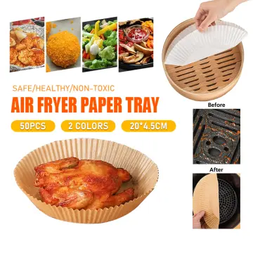 25-50Pcs Air Fryer Disposable Paper Non-Stick Airfryer Baking Papers 16cm  Round Air-Fryer Paper Liners Paper Kitchen Accessories