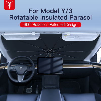 YZ สำหรับ Tesla รุ่น3รุ่น Y รถ Windshled ด้านหน้า Sunshades 360 ℃ หมุนรถ UV Cover Sunshade 2022รถอุปกรณ์เสริม Sun Visor