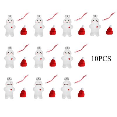 [ใหม่2023] 10PCS คริสต์มาสขวด Xmas ขนมปังขิงสำหรับผู้ชายโถลูกอมขวด Botol Minuman Party กระป๋องลูกอมห่อของขวัญขวด500ML