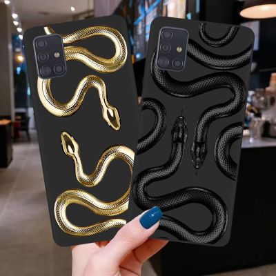 Cool Black Gold Snake Phone Case For Samsung Galaxy S23 S22 S21 S20 Ultra Plus FE A21S A51 A71 A31 A52 A72 A32 A33 A53 A73 Cover Phone Cases