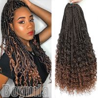 22 Goddess Locs ผมเกลียวถักไหมพรมโครเชท์ต่อผมเปียถักสังเคราะห์ธรรมชาติ Ombre River Faux Locs กับผมหยิก Expo City