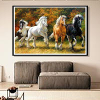 5D DIY Diamond Embroidery Animal Diamond Painting Round Horse Cross Stitch Kit Home Bedroom Landscape Decor Painting