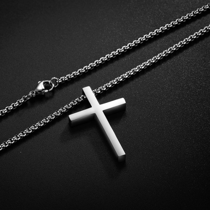 cw-1-pc-new-stainless-steel-cross-pendant-necklace-for-men-women-minimalist-jewelry-male-female-necklaces-chokers-silver-color