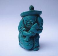 ✒❅▦ Rare Collectable Turquoise Fisherman Perfume Snuff Bottles Fish And Man Wealth Success Statue