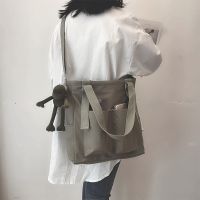 ㍿∋№ Waterproof Bag Large Capacity Canvas Bag Female Cross Messenger Korean Student Harajuku Japanese Department One Shoulder Big Bag