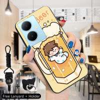 เคสม็อบขนาดเล็กสำหรับ Vivo V29 5G Y78 5G Y78 5G + 5G สายคล้องแหวนใส่นิ้วเด็กหญิงเด็กชายการ์ตูน Botol Minuman เคสคู่ขวดเบียร์รูปหมีกระต่ายเคสโทรศัพท์ป้องกัน TPU ซิลิโคนนิ่มกันกระแทก