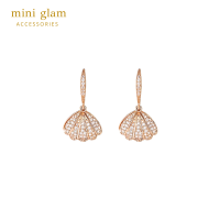 Miniglam Arista Crystal Shell Pearl Earrings ต่างหูคริสตัลรูปเปลือกหอยไข่มุกสีทอง