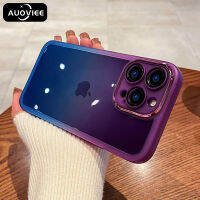 AUOVIEE เคสโทรศัพท์แบบใสสีรุ้งไล่ระดับสีสำหรับ iPhone 14 13 12 11Pro สูงสุด XS Max X XR Plus ฝาครอบซิลิโคนกันกระแทกพร้อมตัวปกป้องกล้องถ่ายรูป