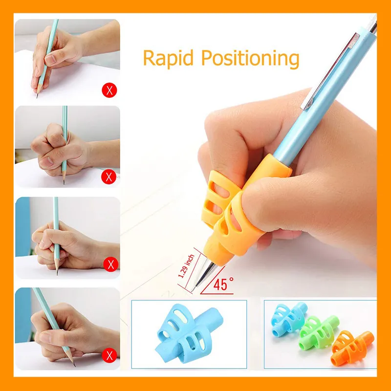 1 x Silicon Grip Learning Help To Write Hold Pen Properly random color