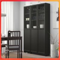 bookcase  ตู้หนังสือบานกระจก  ตู้โชว์  สีน้ำตาลดำ  ขนาด 120x30x202 ซม.