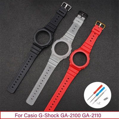 ✴✳ สายเรซิ่น เคสสำหรับ Casio G-Shock GA-2100 GA-2110 เปลี่ยนสายนาฬิกา Quick Release Men Women สร้อยข้อมือ Bezel Case