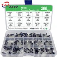 200Pcs/Lot Radial Capacitors Set 15Values 10V 16V 25V 50V 0.1uF-220uF Electrolytic Capacitor Assortment Kit 0.22uf 2.2uf 100uf