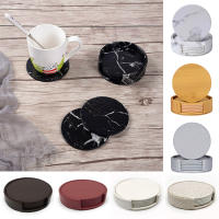 6PCS ขายร้อน PU หนัง Marble Coaster เครื่องดื่มถ้วยกาแฟทำความสะอาดง่าย Placemats รอบชา Pad ตารางผู้ถือ Coasters