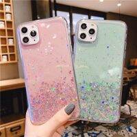 เคส case for iPhone 13 12 11 Pro XS Max X XR 6 6S 7 8 Plus 5 5S Se 2020 Bling Glitter Stars Sequins Soft Silicone Phone Case