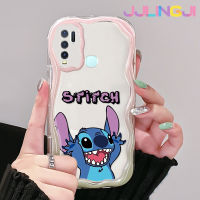 Jjlingji เคสสำหรับ VIVO Y30 Y30i Y50เคสแฟชั่นลายปักเนื้อครีมดีไซน์ใหม่ขอบคลื่นโปร่งใสลายกล้องถ่ายรูปเคสมือถือนิ่มเคสป้องกันอ่อนโยนแบบเรียบง่าย