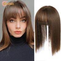 MEIFAN Synthetic Fluffy Stright Top Hair Pieces with Bang Half Cover Invisible Fake