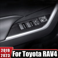 ABS ประตูหน้าต่างสวิทช์ปุ่มครอบคลุมที่เท้าแขนแผงสำหรับโตโยต้า RAV4 XA50 2019 2020 2021 2022 2023 RAV 4รถอุปกรณ์ตกแต่งภายใน