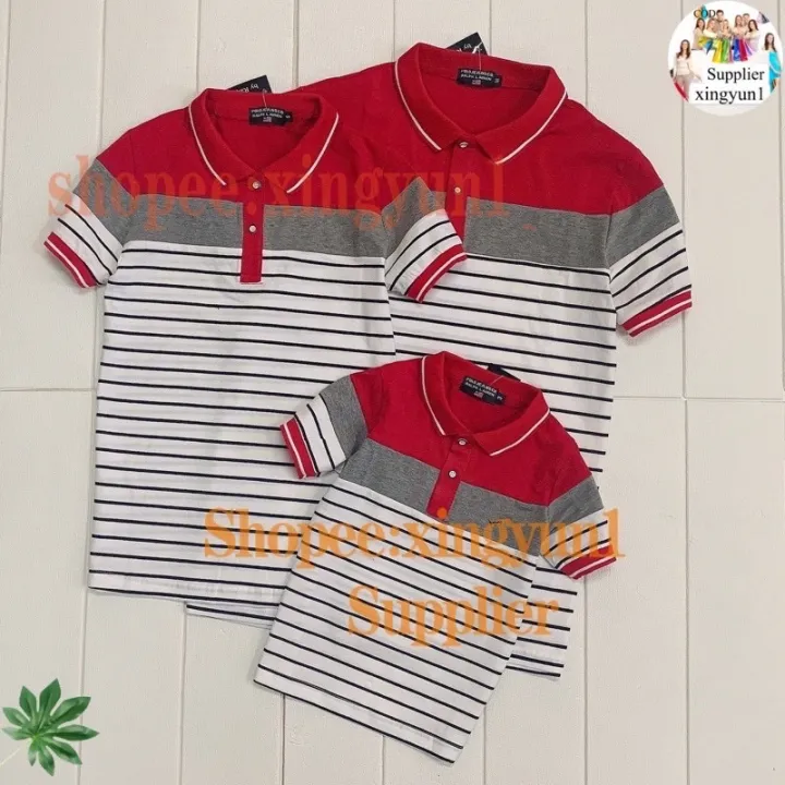 family couple polo shirt uniform Tricolor fashion stretch cotton ...