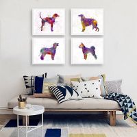 Watercolor American Foxhound Wall Art Canvas Painting Irish Water Spaniel Posters Borzoi and Pumi Pet Dogs Print Art Wall Decor Wall Décor