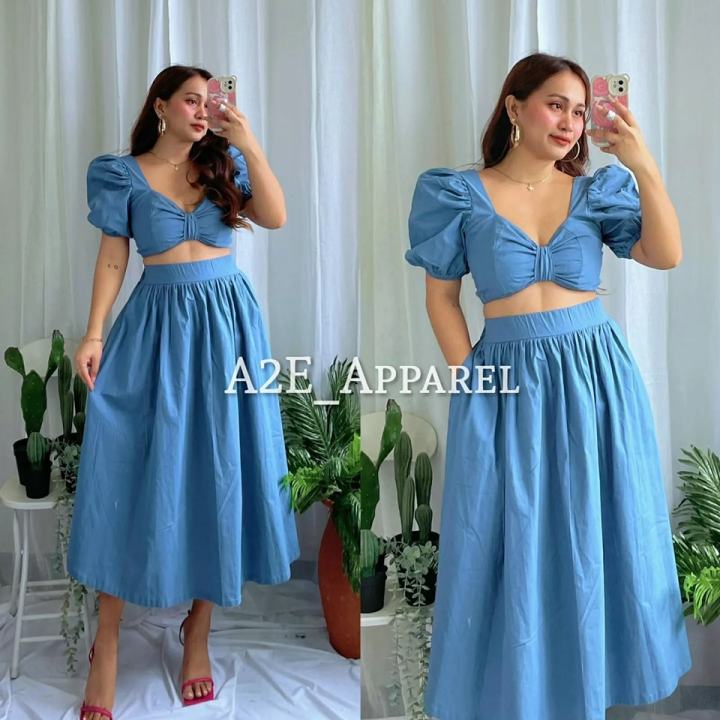 Sicatela Coords Beach Coordinates Crop Puff Sleeves Top with Skirt ...