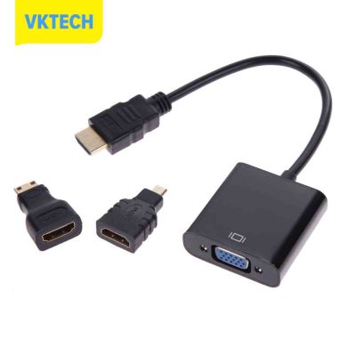 [Vktech] Micro HDMI-Compatible/mini HDMI-Compatible/hdmi-Compatible To VGA Adapter 1080P Chipset Converter