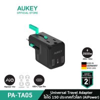 ( Promotion+++) คุ้มที่สุด AUKEY PA-TA05 หัวแปลงปลั๊กไฟ AUKEY Universal Travel Adapter มาพร้อม ช่อง USB-C และ USB-A รุ่น PA-TA05 สีดำ ราคาดี อุปกรณ์ สาย ไฟ ข้อ ต่อ สาย ไฟ อุปกรณ์ ต่อ สาย ไฟ ตัว จั๊ ม สาย ไฟ