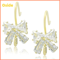 OSIDE 20Pcs โบว์น๊อต ตะขอเพชรสวิส ทองเหลืองเบิ้ล เพทายลูกบาศก์ ตะขอทองเหลืองกุทัณฑ์ ตะขอปลาฝรั่งเศส พลอยเทียมเทียม ตะขอปูขนาดเล็ก การทำเครื่องประดับต่างหูแบบทำมือ