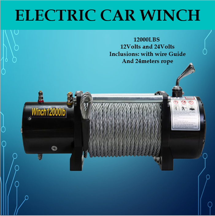 Equipment Pro ELECTRIC CAR WINCH 12000Lbs 24 volts HOT SALE HEAVY DUTY
