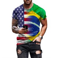 NEW 2022 New American Fashion/brazilian Flag 3d T-shirt Mens/womens Casual Round Neck Short Sleeve Sports