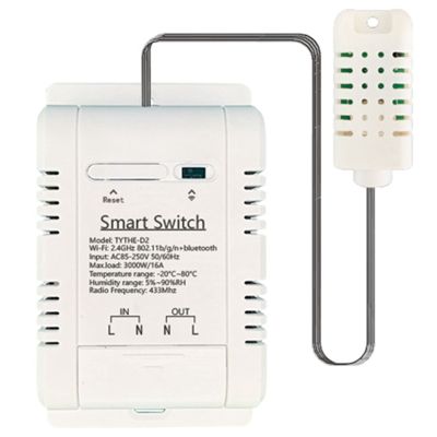 White Smart Switch Smart Switch Tuya Wireless Control with Power Consumption Monitoring Temperature and Humidity Thermostat for Alexa