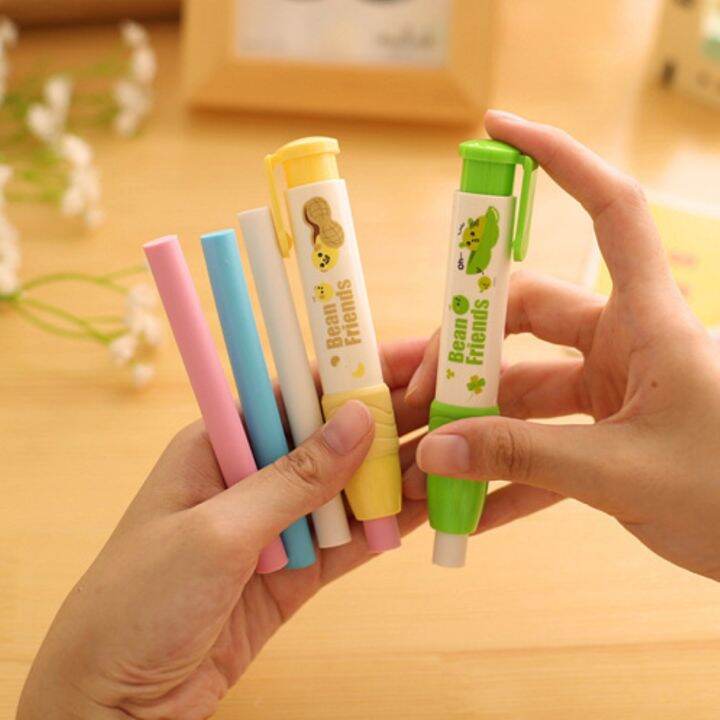 replaceable-pen-shape-rubber-eraser-for-pencil-kid-funny-cute-stationery-novelty-eraser-office-accessories-school-supplies