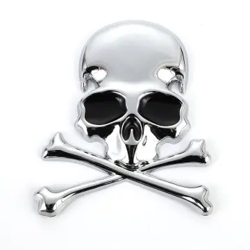 3d Metal Skull Head Car Stickers Emblem Badge Decals For Bmw