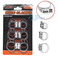 เหล็กรัด ( Hose Clamp ) แคลมป์รัดท่อ  ขนาด 18, 20, 25mm จำนวน 6 ตัว 6PCs/set Adjustable Screw Band Hose Clamps Fuel Pipe Worm Gear Clip Stainless Steel