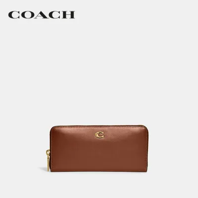 COACH กระเป๋าสตางค์ขนาดยาวมีซิบผู้หญิงรุ่น Slim Accordion Zip Wallet สีน้ำตาล CH822 B4L4A