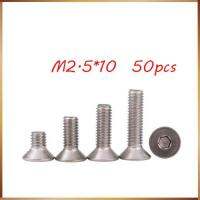 Gratis Pengiriman M2.5 x 10 50 Pcs Din 304 Stainless Steel Hex Kepala Hex Socket Cap Kepala Datar Screwsstainless Baut kuku