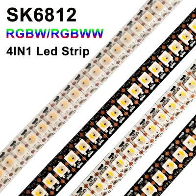 DC5V SK6812 RGBCW RGBWW 4 In 1 Individual Addressable 3Pin Smart Led Strip Light 30 60 144Pixel/M IP30 IP65 IP67 Black White PCB LED Strip Lighting