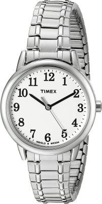 Timex Womens Easy Reader Expansion Band 30mm Watch Silver-Tone/White