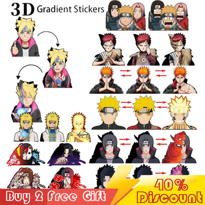 NARUTO Anime Stickers 3D Gradient Sticker Naruto Boruto Sasuke Itachi