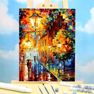 Lights In The Night Coloring By Numbers Painting Package Oil Paints 50*70 Canvas Pictures Wall Paintings Crafts Drawing