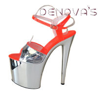 Denova S Women S Patent Very High Heel Pole Dancing Plus Size สายรัดข้อเท้า Sandal