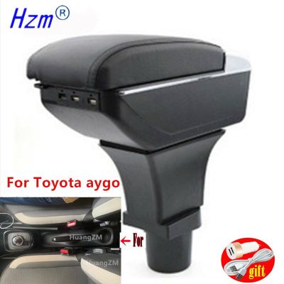 สำหรับที่วางแขน Toyota Aygo สำหรับ Toyota Aygo เนื้อหากลางรถกล่องเก็บของพร้อมกับที่วางแก้วผลิตภัณฑ์ USB มี Interfa