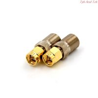 1/2pcs F Type Female Jack To SMA Male Plug Straight RF Coaxial Adapter F Connector To SMA Convertor Gold Tone