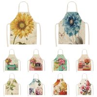 Floral Pattern Printed Sleeveless Apron Kitchen Daily Household Apron Parent-child Sleeveless Anti Fouling Apron Aprons