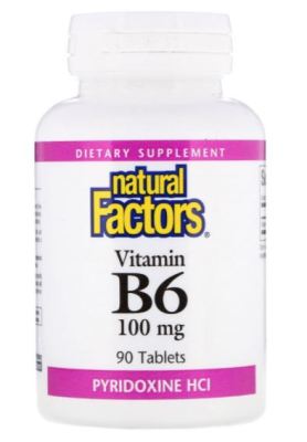 Natural Factors, Vitamin B6, Pyridoxine HCl, 100 mg, 90 Tablets