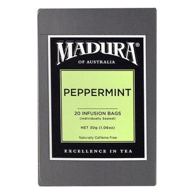 Madura  Peppermint 20 Infusion Tea Bags 30g.  มาดูร่า ชาเปปเปอร์มิ้นขนาด 30 กรัม 1 กล่องบรรจุ 20 ซอง (0939)