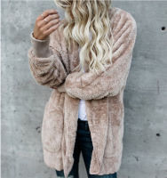 Large size S-5XL Faux Fur Teddy Bear Coat Jacket Women Fashion Open Stitch Winter Hooded Coat Female Long Sleeve Fuzzy Jacket